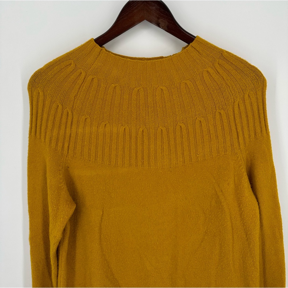 Anthropologie Women's Mock Turtleneck Sweater Mustard Yellow Soft Size Small - Picture 2 of 11